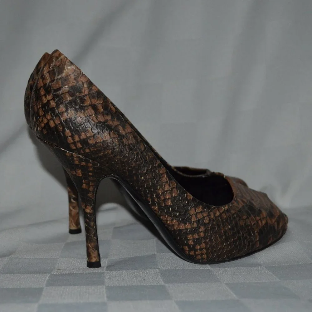 Sz 38 7.5 Giuseppe Zanotti Snakeskin Brown Pumps